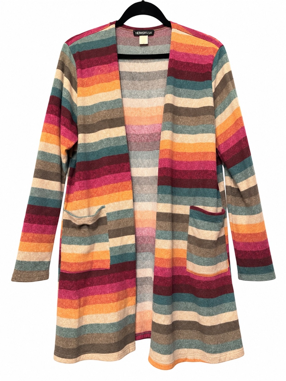 HEIMISH USA Striped Open Front Cardigan